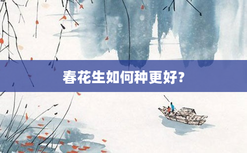 春花生如何种更好？