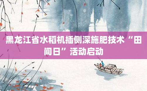 黑龙江省水稻机插侧深施肥技术“田间日”活动启动